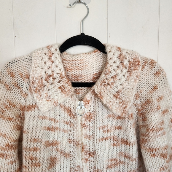 Vintage Handmade Peach Cardigan Sweater Cottagecore Academia Winter Preppy 90s - Picture 5 of 9